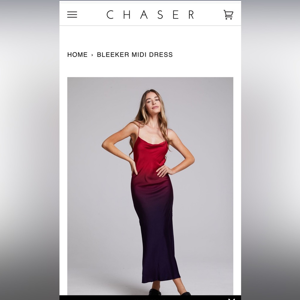 Chaser black silk midi cowl neck dress - Picture 1 of 11